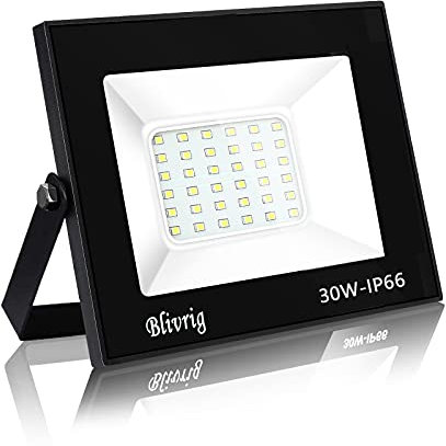 Blivrig 30W LED Strahler Außen,3000LM Superhell Außenstrahler, IP66 Wasserdicht LED Fluter, 3000K Warmes Weiß Aussenstrahler Flutlicht für Gärten, Innenhöfe, Garage, Hotel