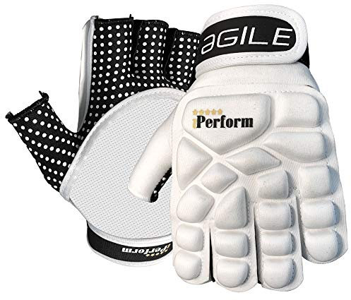 IPERFORM Guanti da hockey su prato da uomo, stile agile, con mezze dita, per mancini (S, agile, mezze dita)
