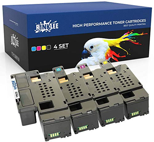 RINKLEE Tonerkartusche kompatibel für Dell E525w | hohe Reichweite 2000/1400 Seiten | Schwarz/Cyan/Magenta/Gelb, 4er-Pack