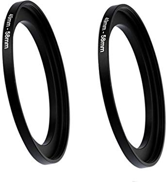 (2 Stück) 49–58 mm Step-Up-Ringadapter, 49 mm auf 58 mm Step-Up-Filterring, 49 mm Step-Up-Ring für DSLR-Kameraobjektiv und ND-UV-CPL-Infrarotfilter
