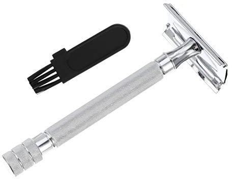 Doppelkanten-rasierapparat aus Metall für Herren Wiederverwendbarer Rasierer mit Rutschfestem Griff Manuelles Rasiermesser für Gesicht und Bart Retro Design Rostfrei und Langlebig