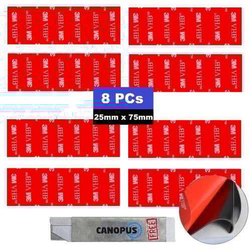 CANOPUS 3M Number Plate Pads Heavy Duty, 8-PCs 25mm x 75mm Waterproof Double Sided Sticky Pads, for License Plate, Home Office Mounting Purposes
