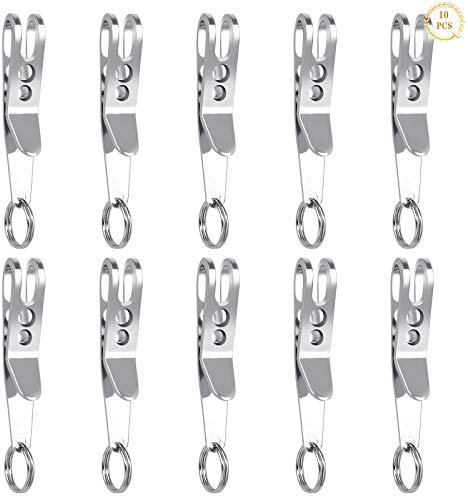 Iyowei 10Pcs Keychain Suspension Clip, EDC Suspension Clip Hanger Tactical Clip Pocket Clip with Key Ring Multi-Purpose Key Holder for Belt, Clothes Pockets, Sports Pants