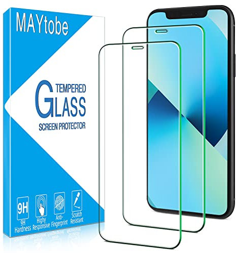 MAYtobe 2 Unidades Protector de Pantalla para iPhone 11, iPhone XR, Cristal Vidrio Templado Antiarañazos, Antihuellas, Sin Burbujas, Dureza 9H, Ultra Transparente