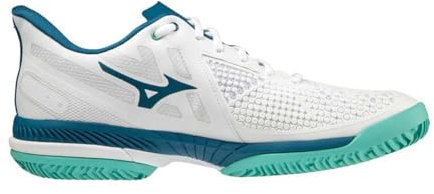 Mizuno Herren Wave Exceed Tour 5 cc Tennisschuhe, Weiß/Morockanblau/Türkis, 42.5 EU