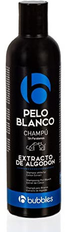 Bubbles Hundeshampoo Pelo Blanco mit Baumwoll-Extrakt für weißes Fell 250 ml