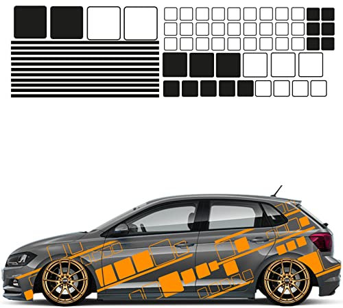 1A Style Sticker Auto Aufkleber Set 63 Teilig Autodekor KFZ Seitenaufkleber Tuningset Camper Wohnwagen Premiumfolie (Orange)