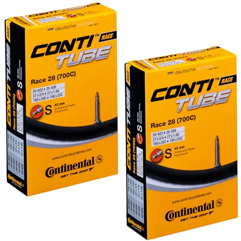 Continental Race 28 700x20-25c Bicycle Inner Tubes - 42mm Long Presta Valve - 2 Pack