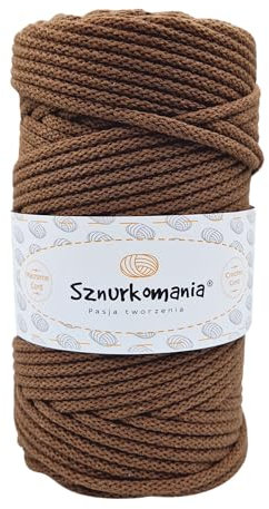 Sznurkomania, Cordon en coton tressé 5 mm 100 m, 46 couleurs, blanc, fil de coton tressé 5 mm avec noyau, cordon pour macramé, corde à crochet, corde