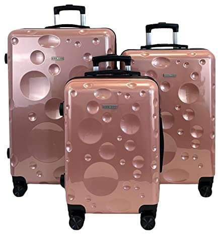 ESS COO - Set de 3 valises/Bagages ABS Rigide à 4 roulettes pivotante avec Serrure TSA intégré (Rose pâle, Set de 3)