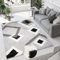 TAPISO Delhi Teppich Shaggy Hochflor Langfloorteppich Grau Schwarz Raute Figuren Wohnzimmer Schlafzimmer Modern Design ÖKOTEX 60 x 100 cm