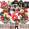 SWOKKTS Piraten Geburtstagsdeko 6 Jahre, Deko Kindergeburtstag Luftballon Set, Mädchen Junge 6 Geburtstag, Happy Birthday Banner mit Tortendeko (Piraten 6. Geburtstag)