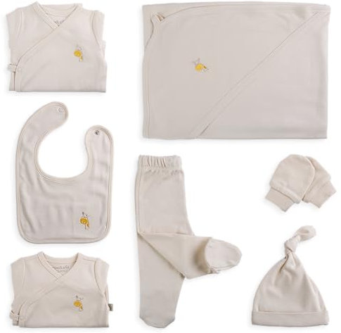 ORGANICKID Set neonato 7 pezzi, 100% cotone biologico certificato GOTS per ragazzi e ragazze (Unisex) - set prima messa bambino