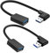 La Brodée Right Angle USB 3.0 Extension Cable, 90 Degree USB Extender Lead Male to Female USB Adapter, Left & Right Angle(Pack of 2)