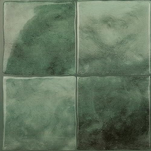 Smart Tiles Klebefliesen Küche und Bad – Zellige Grün, Fliesenaufkleber 3D, Küchenrückwand Selbstklebend, Wandpaneele, 5 Fliesen (22.86x22.86 cm), Einfach zu Montieren, Wasserfest, Made in Kanada