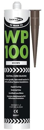 Bond IT WP100 Silicone Sealant Seal Rapid Cure Mastic External Door Windows White 300ml Bath Shower Basin Window Frames Quick Drying (Brown)