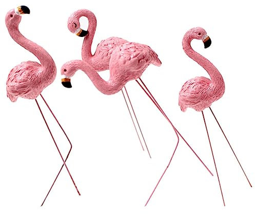 Yardwe 4 Stück Flamingo-mikrolandschaft Flamingo-gartenpflock Tropisches Dekor Miniatur Flamingo Figur Kleine Flamingo-gartendekoration Flamingo-pfadpfahl Kuchen Harz Kleiner Bonsai