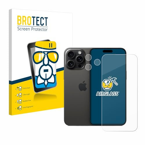 BROTECT Schutzglas für Apple iPhone 15 Pro Max (Display+Kamera) Schutzfolie Made in Germany Panzer Folie Glas Displayschutz [ 9H, Anti-Fingerprint]
