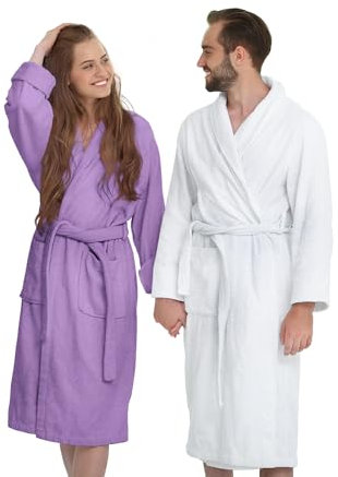 Banzaii Accappatoio Adulto in Spugna Super Assorbente, 100% Cotone di Alta Qualità Ultra Morbido, Accappatoio con Cappuccio Unisex Uomo e Donna | Taglia M Lilla