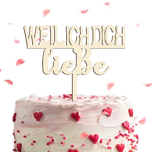 Cake Topper Wooden Cake Topper Because I Love You, Anniversary Wedding Cake Decoration Cake Topper for Anniversary Party Celebration