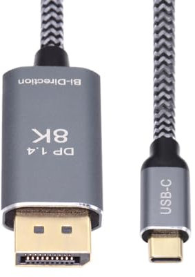 cablecc Câble HDTV réversible 8K @ 60 Hz DisplayPort DP source vers USB 3.1 type C USB-C Displays mâle pour ordinateur portable moniteur 1,8 m