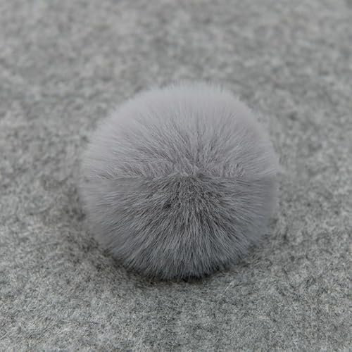 PTNKUIIY 20 Stück Kunstpelz Pompon Fellbommel 4cm Künstlicher Haarball DIY Kunstpelz Pom Poms Ball Flauschiger Pompon für Mützen Schuhe Schals Taschen Schlüsselanhänger für Damen und Mädchen -Grau