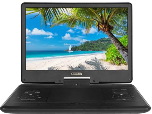 Lecteur DVD Portable 20 Avec Grand Écran Pivotant HD 14, Batterie Rechargeable De 6 Heures, Prise En Charge USB/carte SD/synchronisation TV/formats De Disques Multiples