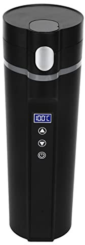 Electric Heated Travel Mug,450ml Smart Temperature Control Low Noise Black Smart Heating Car Cup for Travelling Camping