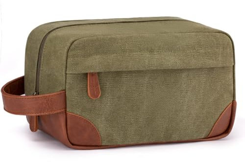 Kulturbeutel Kulturtasche für Herren Wasserdicht Tragbare Reise Kosmetiktasche Männer Toilettentasche für Rasierutensilien und Toilettenartikel (Armee-Grün)