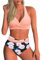 Baynetin Maillot de Bain 2 Pièces,Femme Sport Taille Haute Licou Push-up Deux pièces Bikini Set avec col en V Bretelles Largeswear (Rose, M)