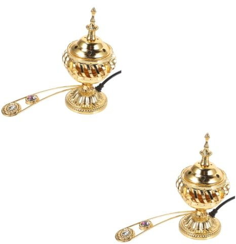 Garneck 2st Arabisches Räuchergefäß Räucherstäbchenhalter Ornament Tragbarer Weihrauchbrenner Antiker Weihrauchbrenner Weihrauchofen Aromabrenner Elektronisch Aluminiumlegierung