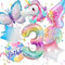 Einhorn Einhorn Geburtstagsdeko 3 Jahre Mädchen,3. geburtstag mädchen,Einhorn Luftballons 3. Geburtstag, Einhorn Deko Kindergeburtstag, Deko 3. Geburtstag, Folienballon 3 und Schmetterling Deko