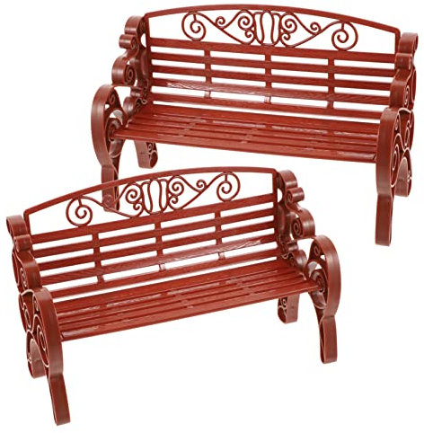 HOOTNEE 2stücke Kleine Gartenbank Deko Modell Realistische Parkbank Für Puppenhaus Fotorequisiten Und Heimdekoration Aus Sicherem Material Gefertigt Für Kreative Bastelprojekte