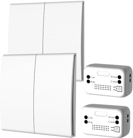 VIVIS Funkschalter, erfordert keine Verkabelung oder Batterien. Sicher, sauber und bequem zu installieren, kabellose Steuerung von Licht und anderen elektrischen Geräten (2 To 2)