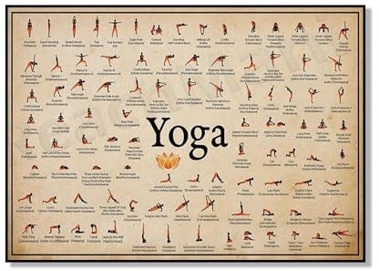 SHINERING Yoga-Poster, Iyengar-Yoga-Asanas, Arbeitsblätter Für Ashtanga-Yoga-Anfänger, Yoga-Asana-Stufen, Yoga Zu Hause, Meditationsposter, Leinwandgemälde A2 50Cmx70Cm Kein Rahmen