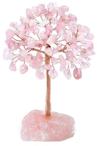 Sarpoer Albero in cristallo di quarzo rosa, cristallo artificiale e albero in pietra di Gesione, albero in pietra di cristallo, albero con pietre preziose. Regali di San Valentino A