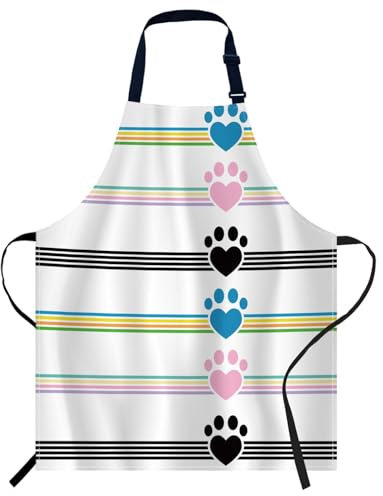 oFloral 007 Schürze für Damen und Herren, Love My Paws Katze und Hund, 27 X 31 Inch
