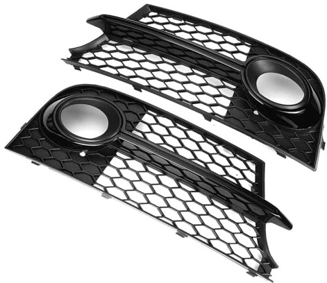 Cache Antibrouillard Compatible Avec Pour TT MK2 S-Line TTS 2011-2014 Paire Couvercle Grille Phare Antibrouillard Avant Voiture 8J0807682KT94 Grille Calandre Avant Hexagonale 8J0807681KT94(Glossy Blac