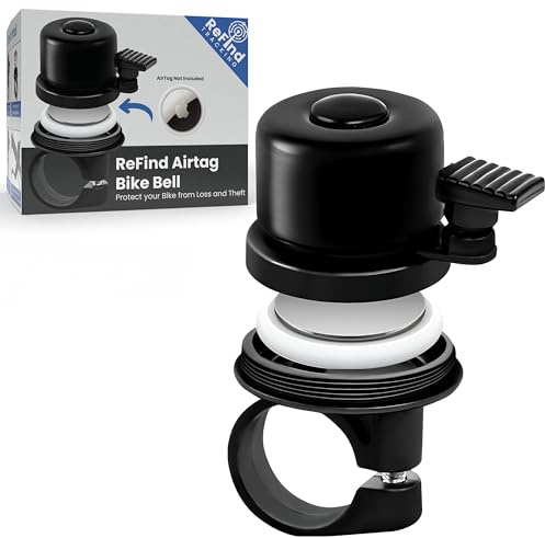 ReFind Airtag Holder Bike Bell - Hidden Bicycle Airtag Holder (No Tracker) | Apple Tag or P09 Tracker. Anti-Theft Bike Lock for E-Bikes and Scooters