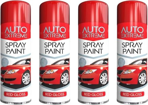 DIOXSTAR All Purpose Red Gloss Spray Paint, Eye-Catching Appearance, Professional-Looking, Suitable For Both Interior And Exterior Applications, 250 ML (4PCS)