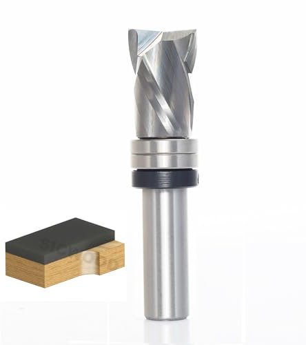 SICWOOD Bündigfräser-Bit, 1,27 cm Schaft, 1,9 cm Schnittdurchmesser, 3,8 cm Höhe, Vollhartmetall-Up-Down-Cut-Press-Fräser-Bit, Oberlagermuster-Vorlage, bündiger Schnitt, Fräser-Bit, für