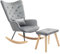 HOMCOM Schaukelstuhl mit Hocker, Relaxsessel mit Kissen, Samtoptik, Schaukelsessel mit Holzbeine für Schlafzimmer, Wohnzimmer, 66 x 96 x 101 cm, Dunkelgrau