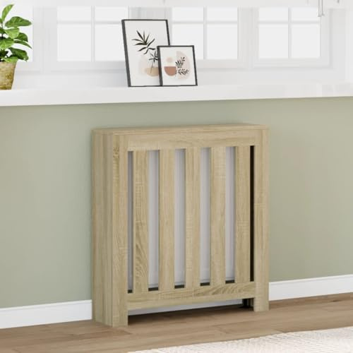 IKAYAA Cubre Radiadores 78x20x82 cm Cubierta de Radiador Madera con Estante Superior para Salón Dormitorio Oficina Roble Sonoma