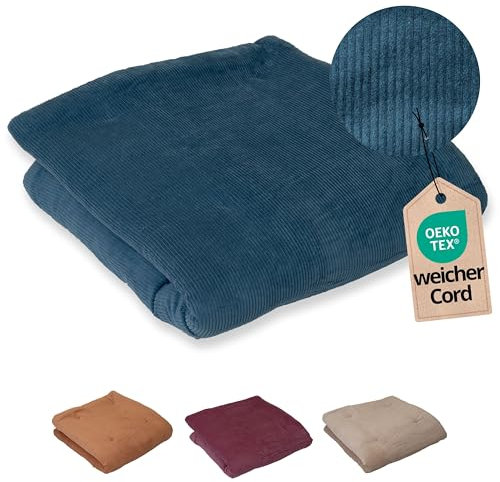 ULLENBOOM Krabbeldecke für Baby 120x120 cm, 100% OEKO-TEX Materialien, Made in EU, Dick & weich gepolstert, Cord Petrol - ideal als Babydecke, Laufgittereinlage & Spieldecke Baby
