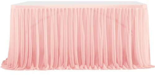 Odot Gonna da Tavolo, Garza da Scrivania in Tulle Romantico, Tulle Tutu Panno Gonne da Tavolo Decorazione per Festa di Compleanno Matrimonio Bambino Doccia (rosa,275x77cm (9FT))