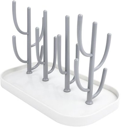 Trockenständer Babyflaschen, Vertical Baby Bottle Drying Rack, Trockenständer für Bottle mit Abtropfschale, Abnehmbarer, BPA frei zum Trocknen von Babyflaschen, Saugern, Bechern und Zubehör(Grau)