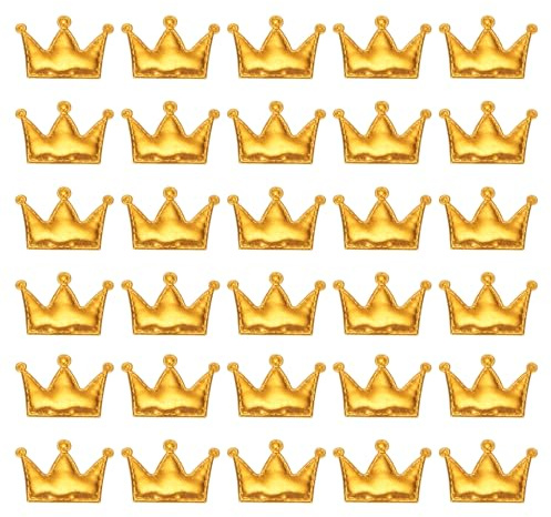 PATIKIL 100 Stück Kronen-Applikationen zum Aufnähen, Glänzende Kronen-Verzierungen PU-Gepolsterte Stoffanhänger für DIY-Bastelarbeiten Scrapbooking Dekoration Hochzeit Wohnkultur, Gold