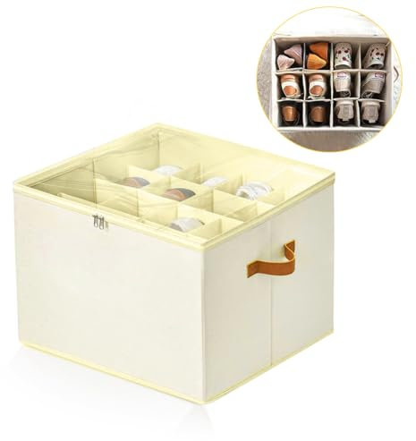 Doksvp Organizador de Cajas Zapatos Plegable,43x33x31cm Cajas Almacenaje Zapatos, con Asas Reforzadas Organizador Sapatos Transparente, Guardar Zapatos Shoe Storage, para Almacenar Zapatos Armario
