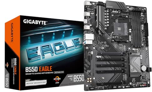 GIGABYTE B550 EAGLE Motherboard - AMD Ryzen 5000 G-Series CPUs, 10+3+1 Phases VRM, up to 3200MHz DDR4, 1xPCIe 4.0 + 1xPCIe 3.0 M.2, 1GbE LAN, USB 3.2 Gen 2