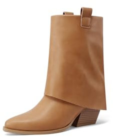 QUEEN HELENA Stivaletti Camperos a Gambale Largo Stivali Bassi a Punta Texani Donna X31-108 (Marrone, Sistema Taglie Calzature EU, Adulto, Donna, Numero, Media, 40)